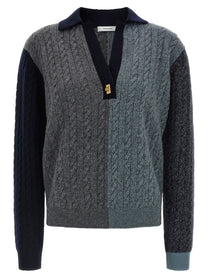 Ferragamo Color Block Braid Sweater Gold