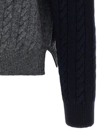 Ferragamo Color Block Braid Sweater Gold, view 4
