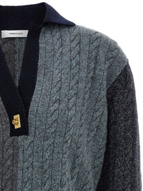 Ferragamo Color Block Braid Sweater Gold, view 3