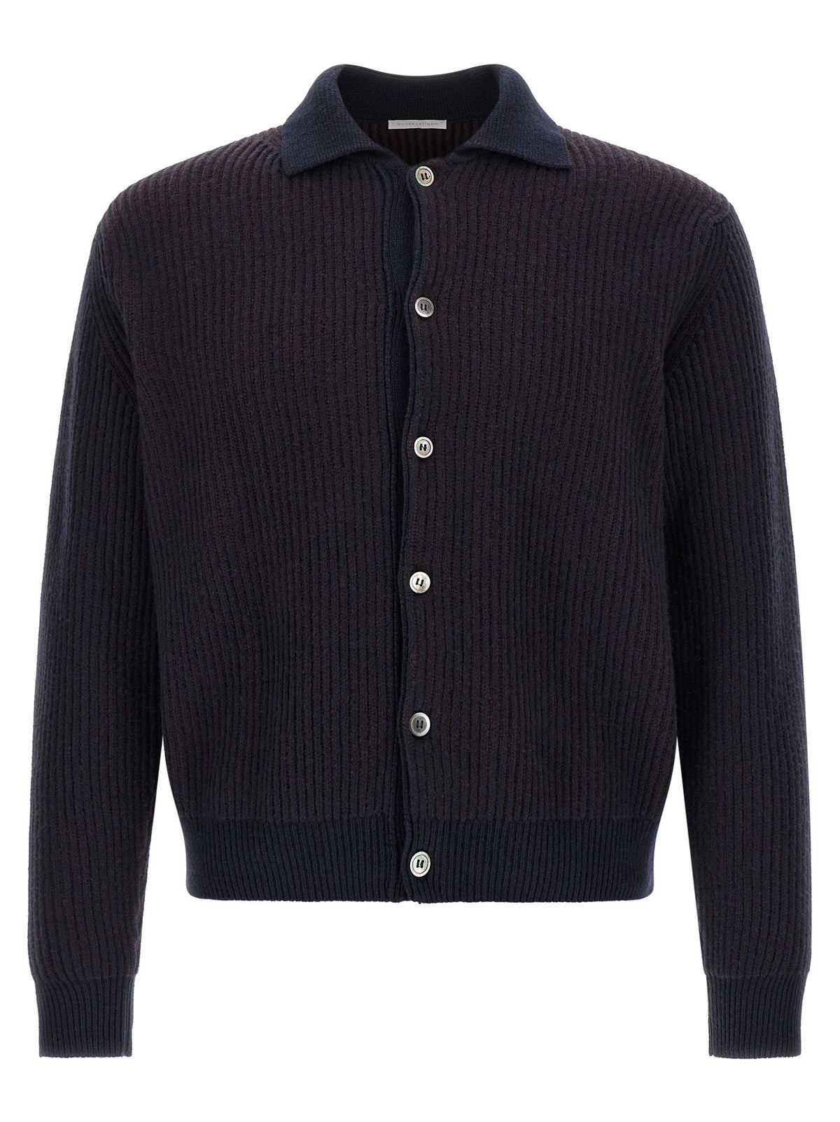 Oliver Lattughi Color Block Cardigan Blue