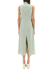 Alysi Women's Colorful Stripes Chemisier Dress Green