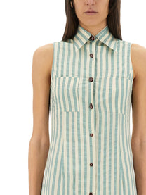Alysi Women's Colorful Stripes Chemisier Dress Green