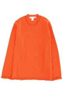 Comme des garcons shirt men’s choker orange bright orange long-sleeved crewneck sweater with soft knit texture and ribbed cuffs