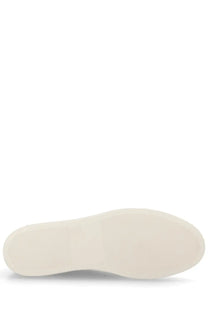 Common projects men’s sneaker achilles beige with cream-colored rubber sole featuring a smooth textured surface