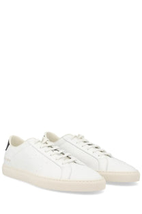 Common Projects men’s sneaker Achilles white leather minimalist design with subtle stitching details front view