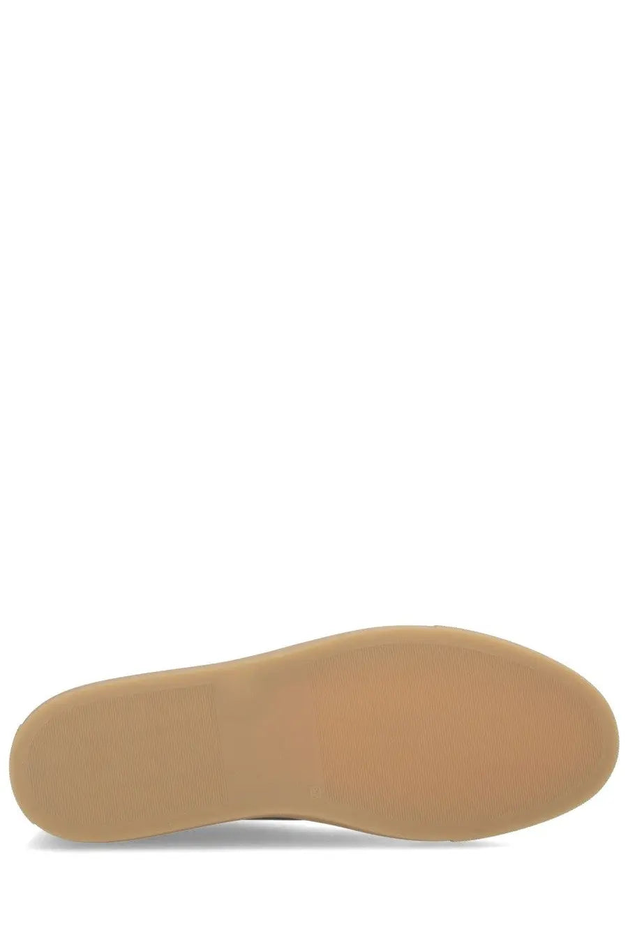 Tan rubber sole with smooth slightly textured surface on common projects men’s sneaker bball black