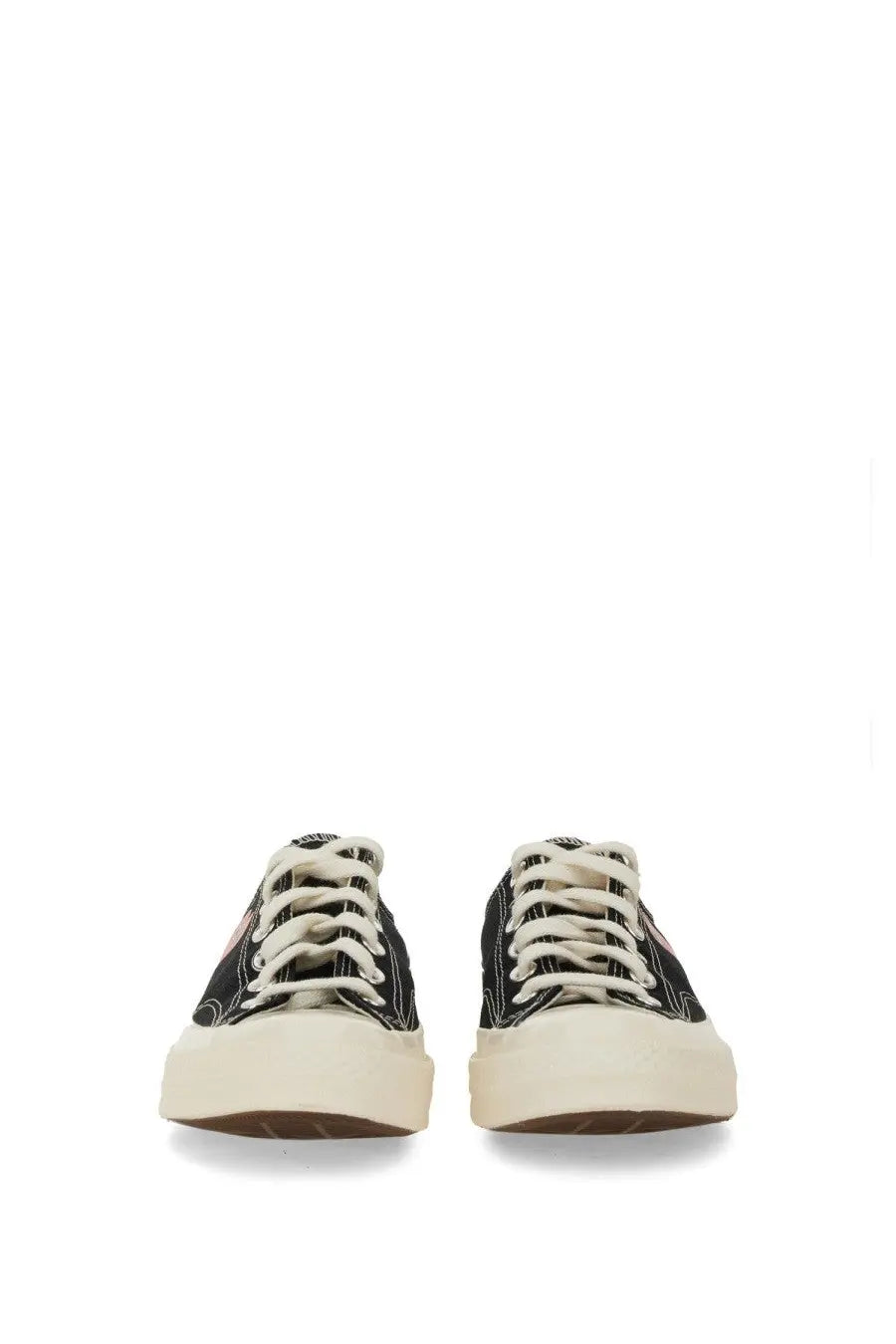 Converse men’s Chuck Taylor sneaker black low-top canvas with cream laces and thick off-white rubber sole