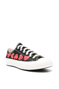 Converse unisex chuck multi hearts sneaker black canvas low-top with red heart patterns and white laces