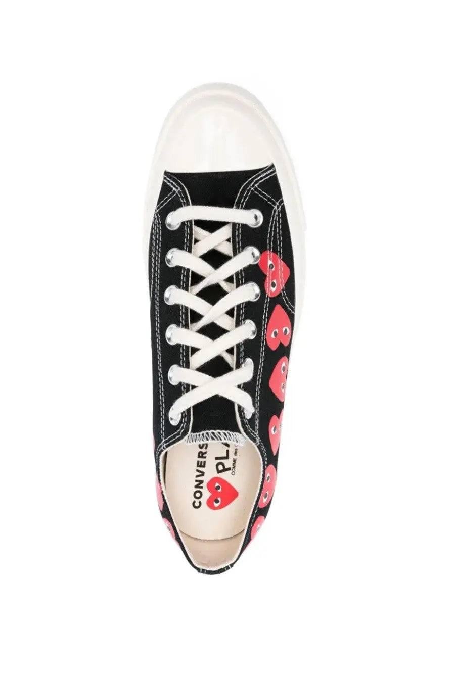 Converse unisex chuck multi hearts sneaker black low-top canvas with white laces and pink heart motifs on the side