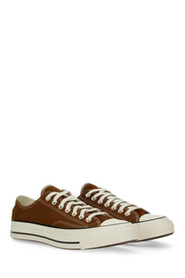 Converse unisex chuck ox sneaker brown low-top canvas with white laces and thick off-white rubber sole