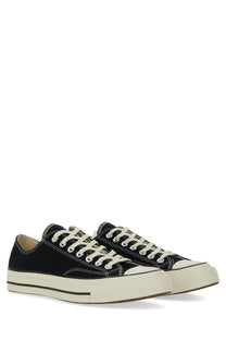 Converse unisex chuck sneaker black low-top canvas shoes with white laces and thick off-white rubber sole