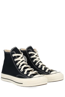 Converse unisex chuck sneaker black high-top canvas sneaker with white laces and classic rubber sole