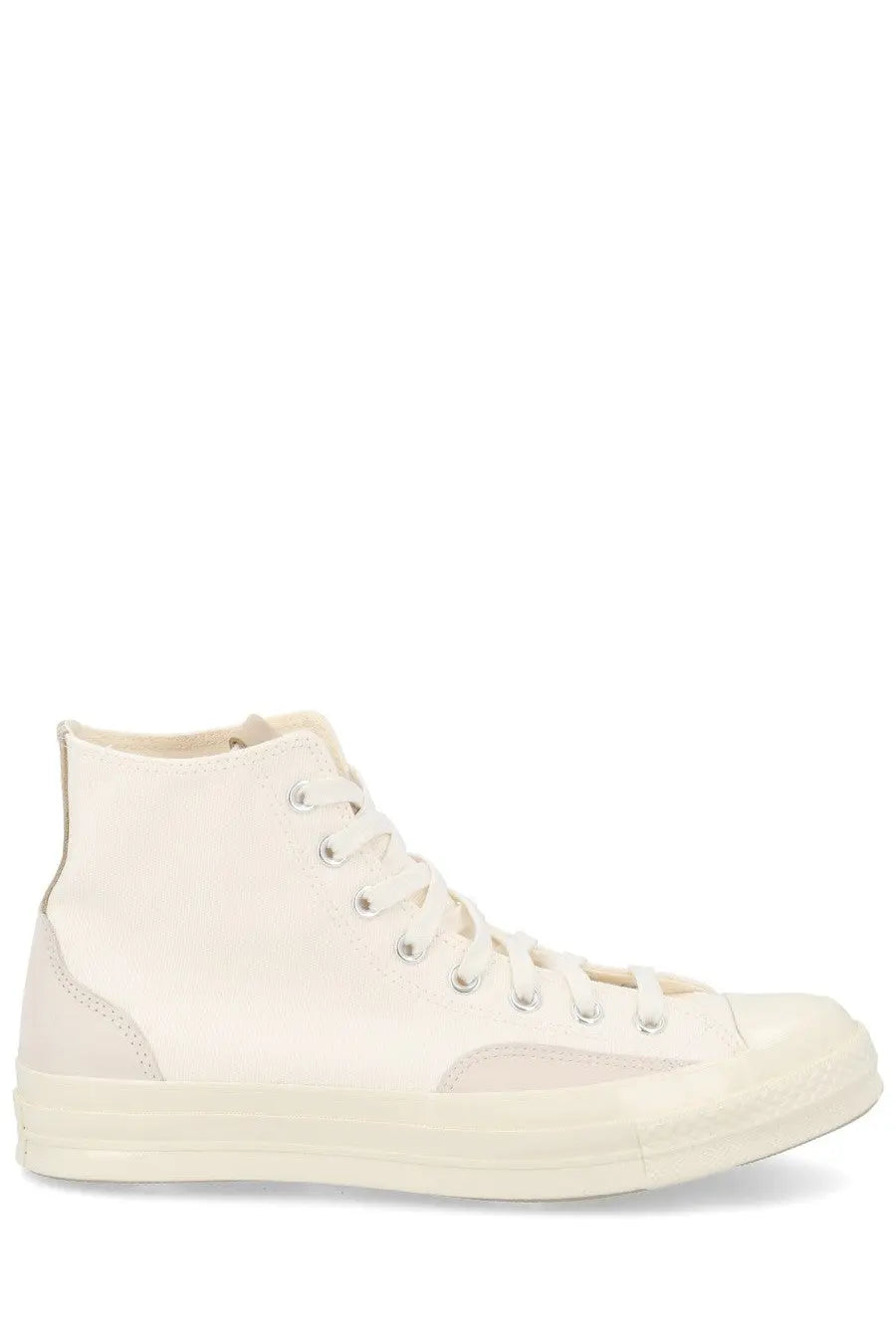 Converse unisex Chuck sneaker white cream-colored high-top with canvas upper rubber sole and tonal stitching details