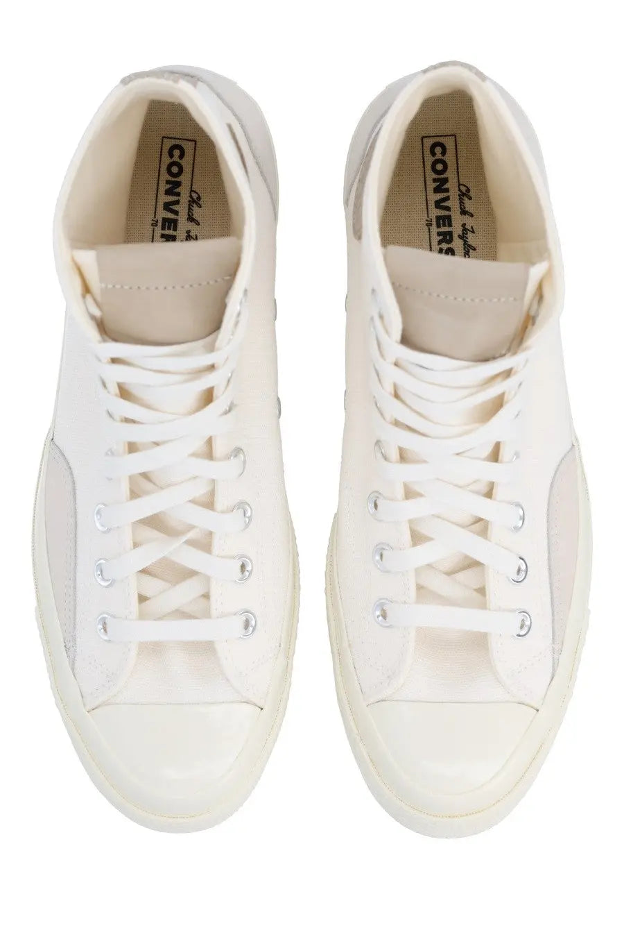 White Converse unisex Chuck Taylor All Star high-top sneakers with clean minimalist design and silver eyelets