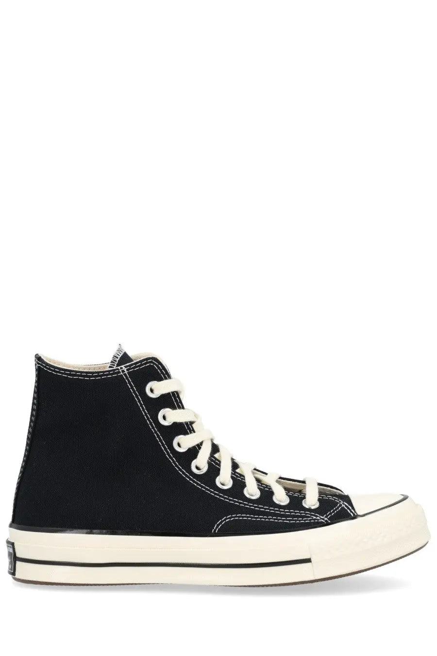 Converse unisex chuck vintage sneaker black high-top canvas with white laces rubber toe cap and sole classic design