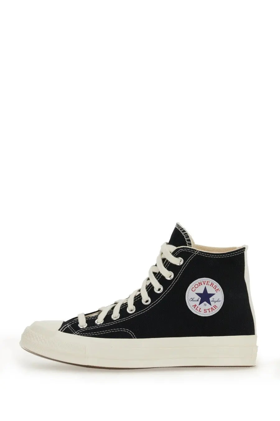 Converse unisex sneaker black high-top with white laces and cream rubber sole for casual wear