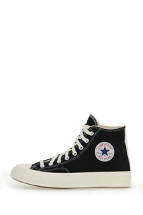 Converse unisex sneaker black high-top with white laces and cream rubber sole for casual wear