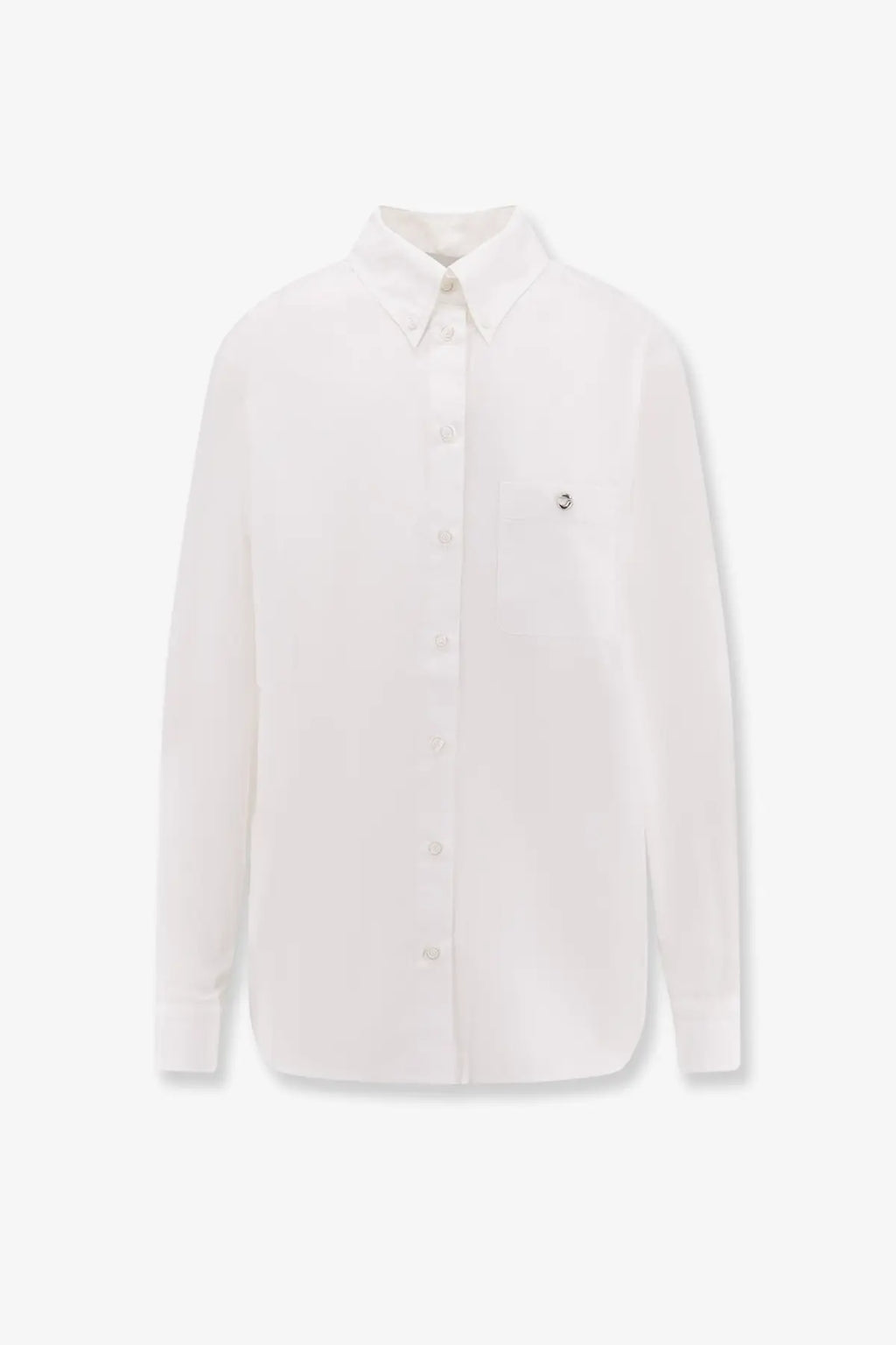White cotton boyfriend popeline shirt by coperni featuring a subtle embroidered logo on the left chest