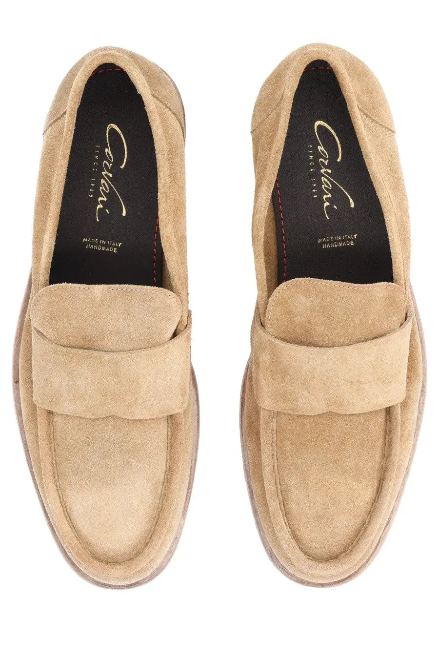 Corvari men’s loafers beige tan suede slip-on shoes with a soft textured finish and classic design