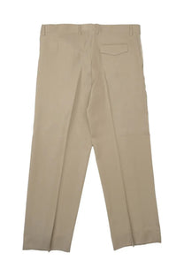 Back view of costumein men’s pantalone vincent straight-leg khaki wool trousers with classic back pocket and belt loops