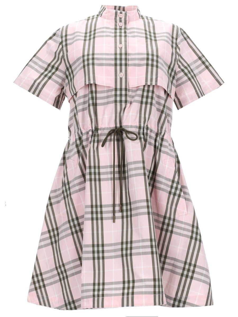 Burberry Women's Cotton Check Dress Blue