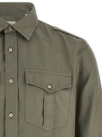 Brunello Cucinelli Cotton Chevron Shirt Green, view 3