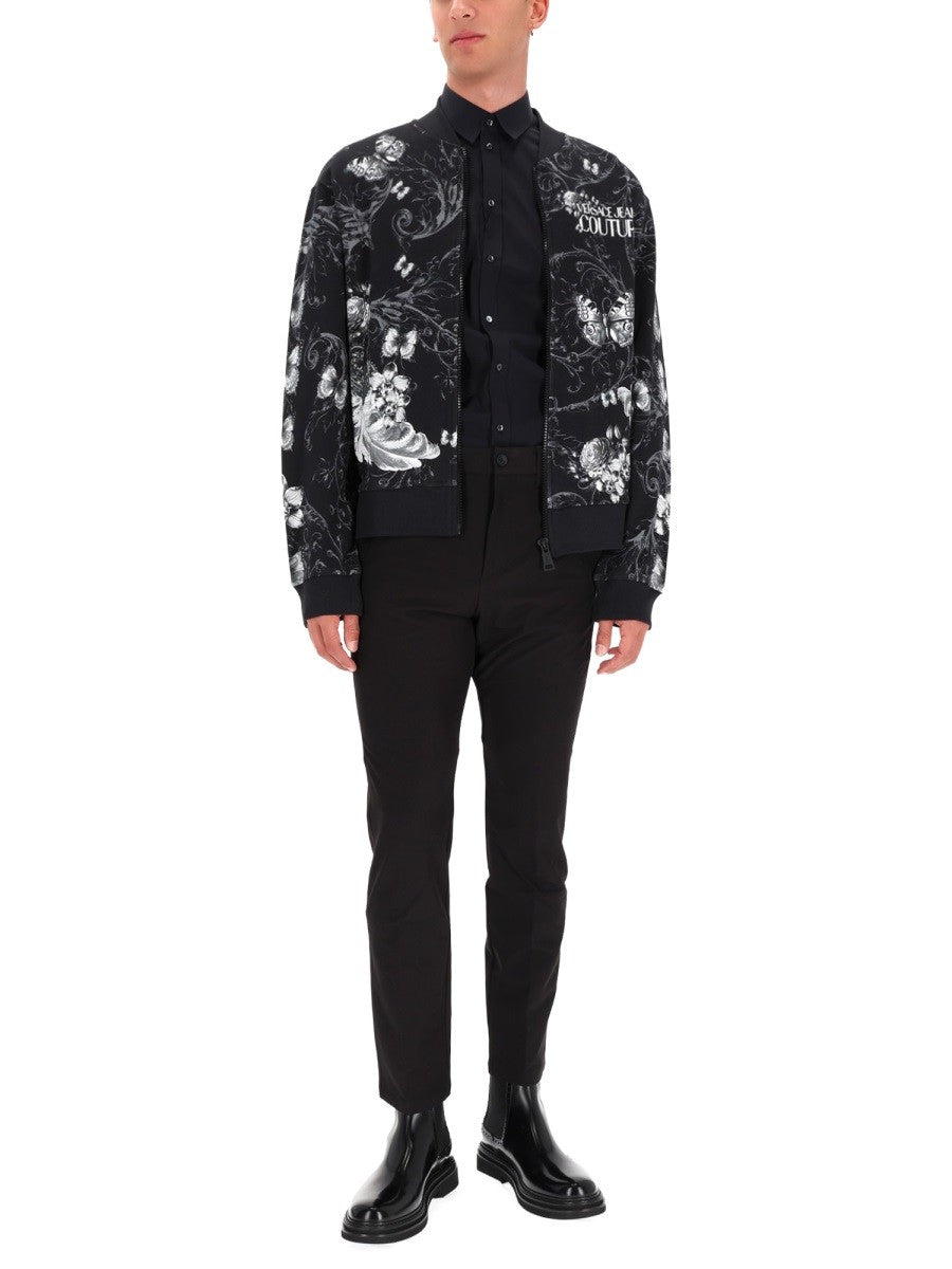 Versace Jeans Couture Men's Cotton Fleece Bomber Jacket Black