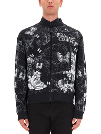 Versace Jeans Couture Men's Cotton Fleece Bomber Jacket Black