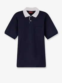 Gucci Men's Contrast Collar Polo Shirt Blue