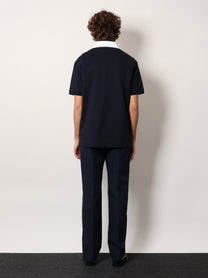 Gucci Men's Contrast Collar Polo Shirt Blue
