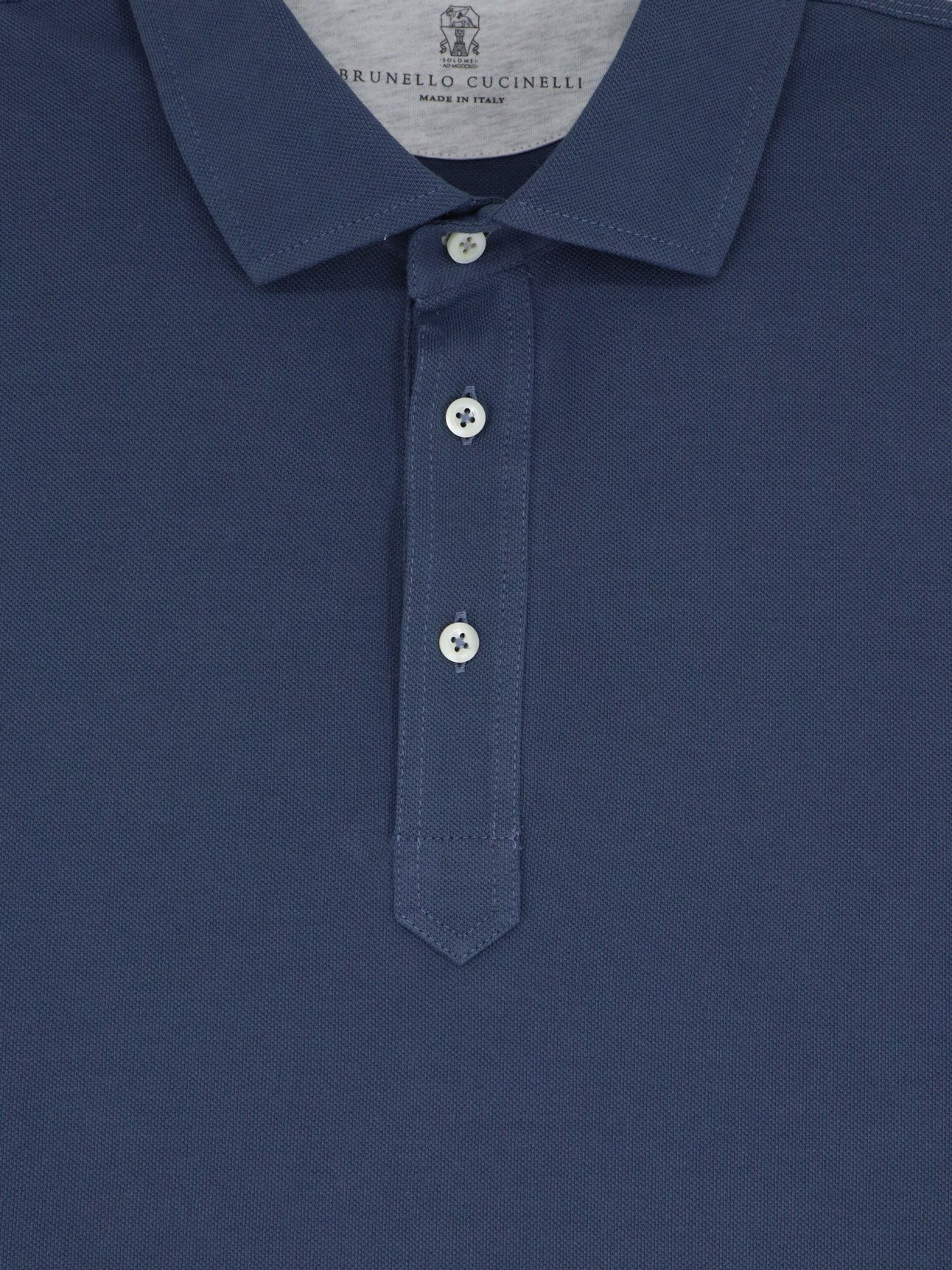 Brunello Cucinelli Men's Double Layer Polo Shirt Blue
