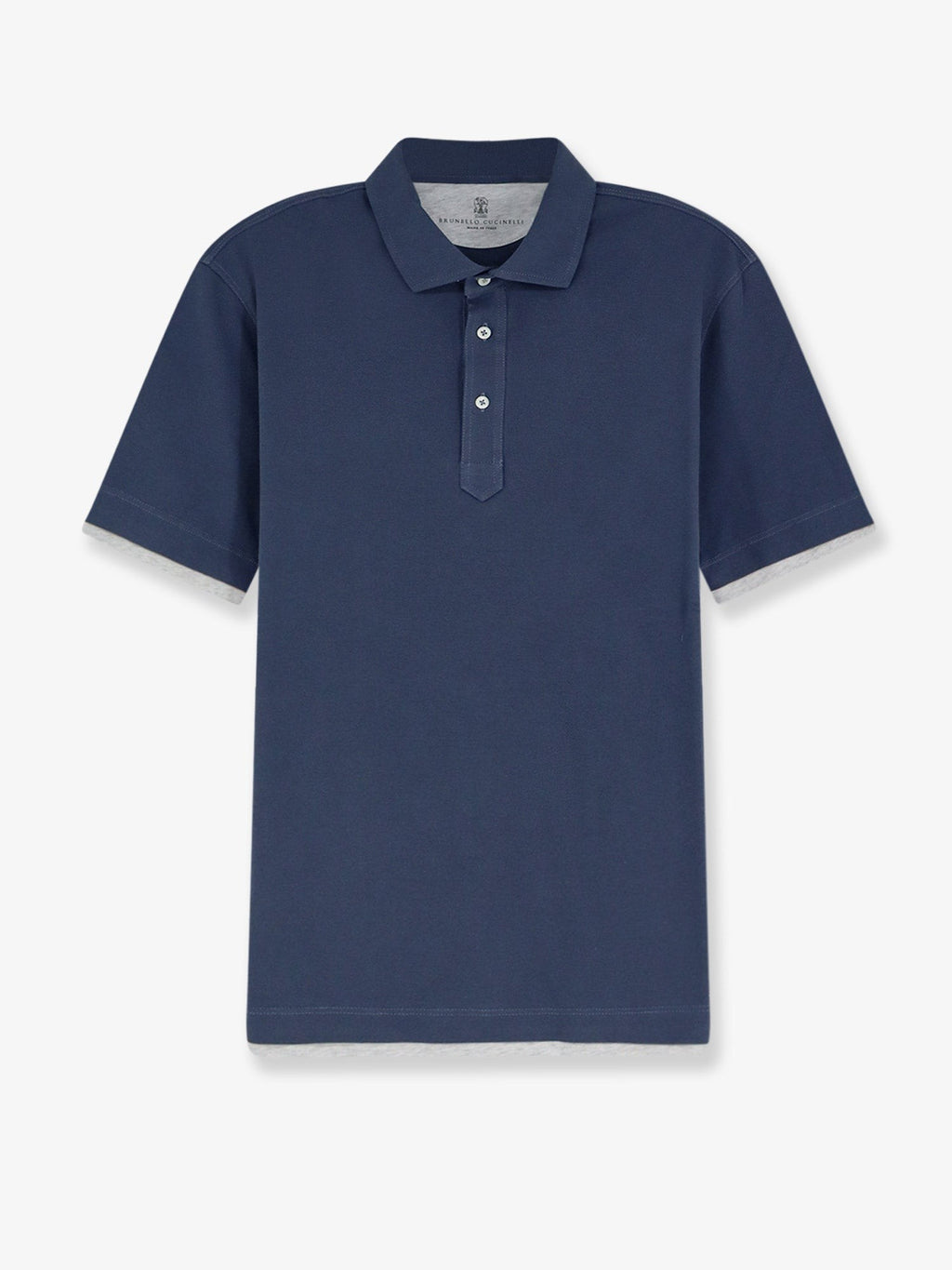 Brunello Cucinelli Men's Double Layer Polo Shirt Blue