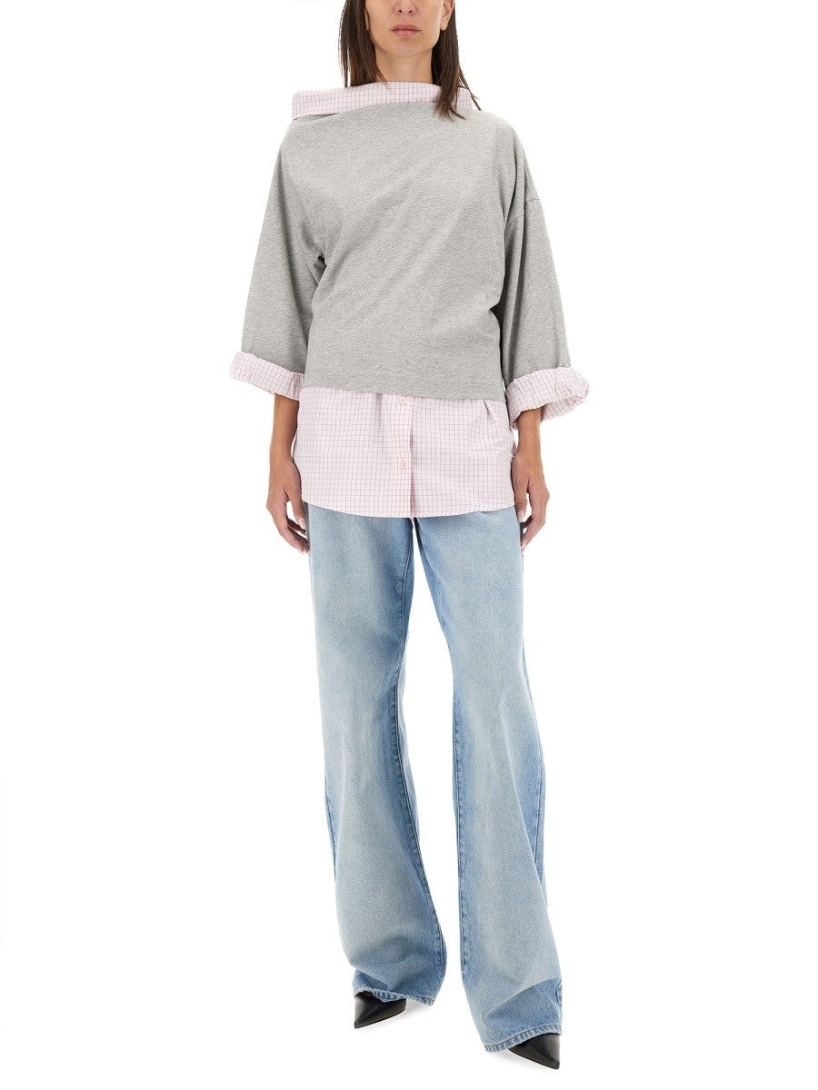 Dries Van Noten Women's Cotton Shirt Sweatshirt Grey