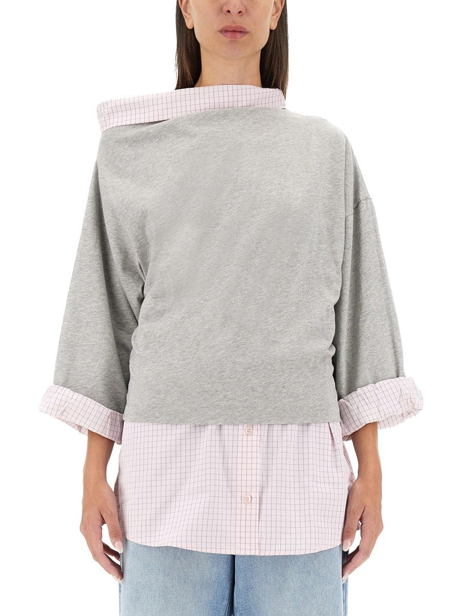 Dries Van Noten Women's Cotton Shirt Sweatshirt Grey
