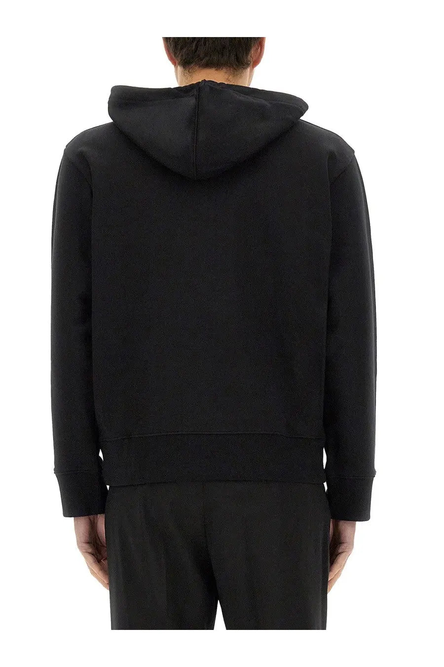 Courrèges men’s black hoodie with minimalist design and ribbed cuffs made of soft fabric for casual wear