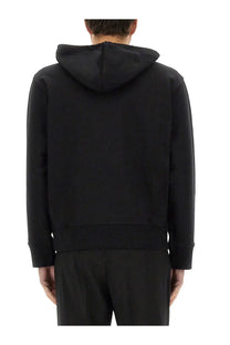 Courrèges men’s black hoodie with minimalist design and ribbed cuffs made of soft fabric for casual wear