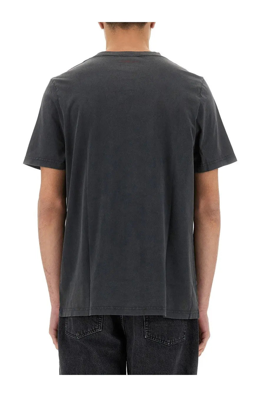 Dark gray short-sleeved courrèges men’s shirt black with a simple crew neck design perfect for casual wear