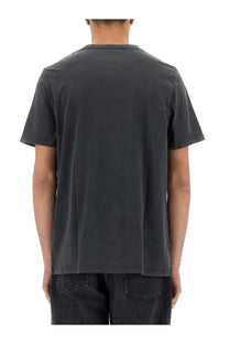 Dark gray short-sleeved courrèges men’s shirt black with a simple crew neck design perfect for casual wear