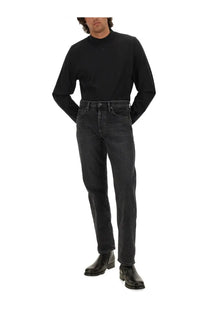 Black denim jeans with a straight-leg cut and classic five-pocket design for courrèges men’s shirt black collection