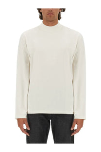 Courrèges men’s shirt white cream-colored long-sleeved turtleneck sweater with smooth minimalist design