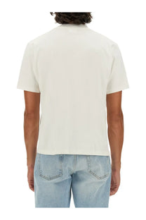 Courrèges men’s white t-shirt with a crisp short-sleeved classic crew neck design made from soft material