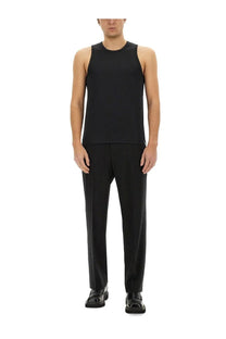 Courrèges men’s black sleeveless tank top with round neckline made of smooth form-fitting fabric