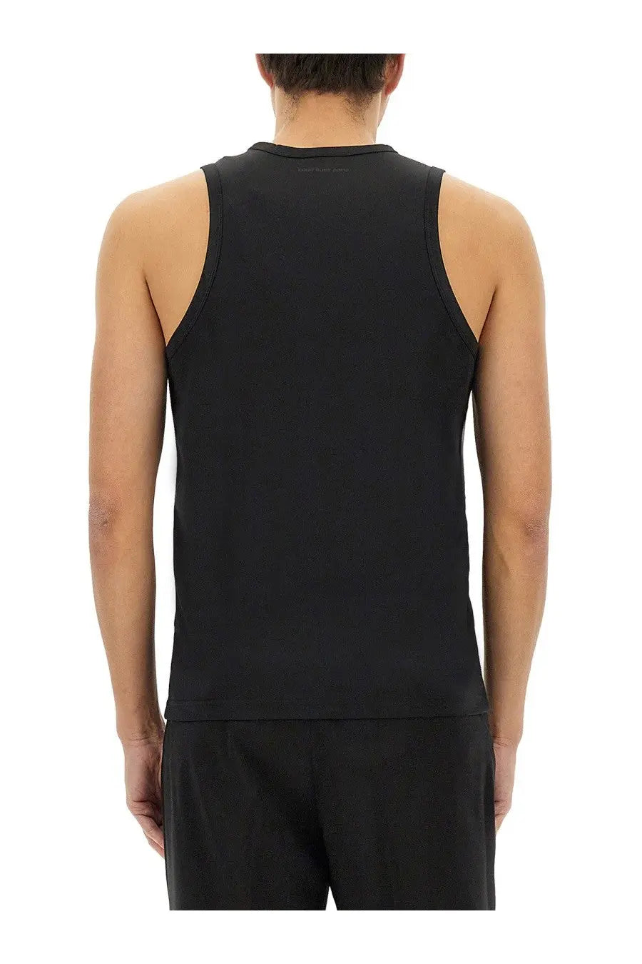 Courrèges men’s black sleeveless tank top with minimalist design made from lightweight breathable fabric