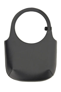 Black leather courrèges womens bag holy with circular top handle and minimalist design