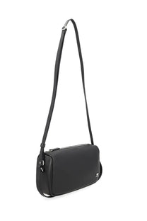 Courrèges women’s borsa three sixty small black leather crossbody bag with sleek minimalist design and silver hardware