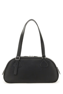 Courrèges women’s bowling bag Friday medium black black leather with sleek rounded silhouette and matching shoulder straps