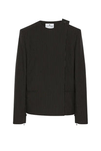 Courrèges women’s black pinstripe blazer with structured fit and subtle shoulder detail for a polished look
