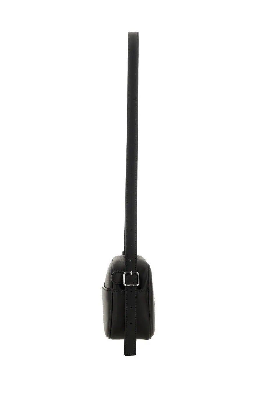 Courrèges women’s camera bag reedition black black leather crossbody with silver buckle and minimalist design