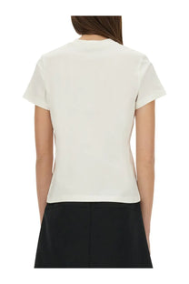 Courrèges women’s cotton shirt white minimalist off-white short-sleeved t-shirt with clean crew neckline