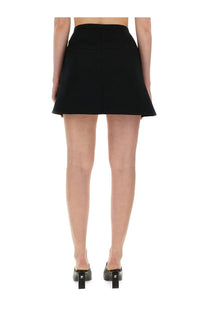 Courrèges women’s ellipse mini skirt black with high-waisted flared tailored design in sleek fabric